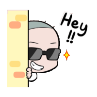 a cartoon character wearing sunglasses says hey