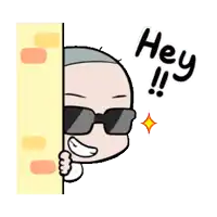 a cartoon character wearing sunglasses says hey