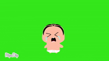 a baby in a diaper is crying with tears coming out of his eyes