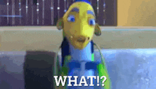 a cartoon character is standing in a bathtub and says what ?
