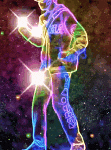 a colorful drawing of a person with the word adidas on their legs