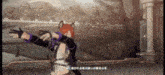 a video game character is dancing with his arms outstretched in a room