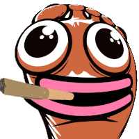 a cartoon character with big eyes and a cigarette in his mouth
