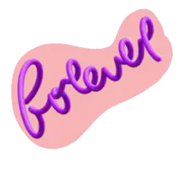 a pink and purple sticker that says forever