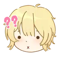 a cartoon drawing of a girl with two pink question marks on her head