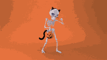 Skeleton Happy Halloween GIF - Skeleton Happy Halloween Skeleton Cat GIFs