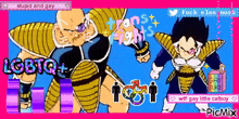 a picture of a dragon ball z character with the words stupid and gay