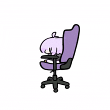 a cartoon of a cat sitting in a purple chair with a controller .
