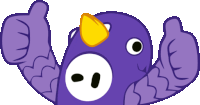 a purple bird with a yellow beak is giving a thumbs up sign