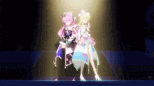 a couple of anime girls standing next to each other