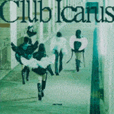 a group of women with angel wings are walking down a hallway with the word cluberius on the bottom