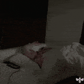 a woman laying in bed with the words buenas noches written above her