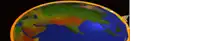 a computer generated image of a globe with a yellow border