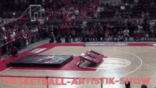 a basketball court with the words basketball-artistik-show written on it