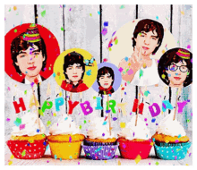 cupcakes with a happy birthday banner on top of them
