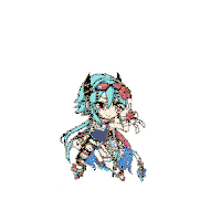a cartoon girl with long blue hair is holding a blue ball in her hands