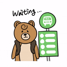bear animal teddy bus waiting