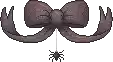 a spider is hanging from a bow in a pixel art .
