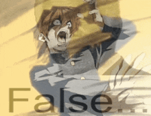 a drawing of a person with the word false behind it