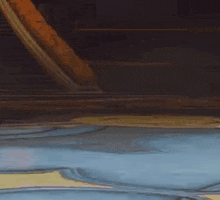 a person is kneeling on the floor in a video game while a sword is being thrown at them .