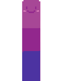 a pink , purple and blue block with a face on it .