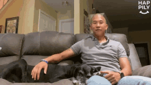 Petting A Dog Happily GIF - Petting A Dog Happily Touching A Dog GIFs