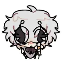 a drawing of a girl with white hair and black eyes