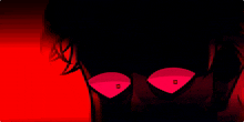 a cartoon character with red eyes and a square in the middle of them