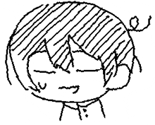 a black and white drawing of a boy with his eyes closed