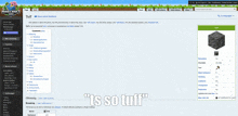 a screenshot of a minecraft website with the words " is so tuff " at the top