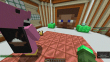 a screenshot of a minecraft game shows a pink pig and a man