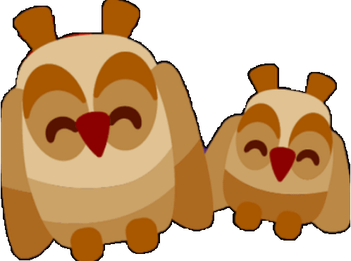 two cartoon owls are sitting next to each other