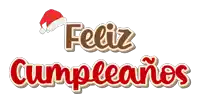 a feliz cumpleanos sign with a santa hat