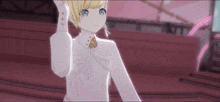 a girl with blonde hair is wearing a white shirt