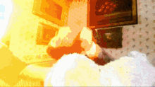 a painting of a person laying on a bed with the sun shining on them