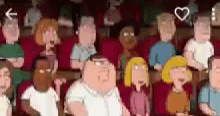a group of cartoon characters are sitting in a theater .