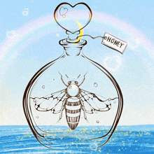 a drawing of a bee in a bottle with the words bottle bee