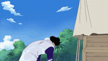 a cartoon drawing of a man standing next to a tent