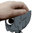 a cartoon character with a hand on its head .