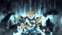 a cartoon character is being destroyed by a lightning bolt in a video game .