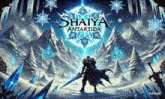 a man with a sword is standing in front of a snowy mountain in a video game .