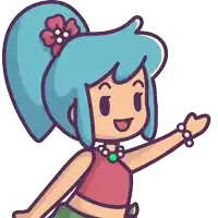 a girl with blue hair and a flower in her hair
