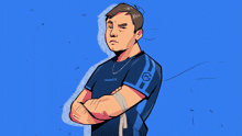 a cartoon drawing of a man with the name ripson written above him