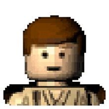 a pixel art drawing of a man 's face with the word " i " visible