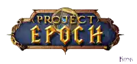 a logo for a game called project epoch with a blue background