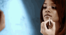 Putting On Lipstick Serious GIF - Putting On Lipstick Serious Looking In The Mirror GIFs
