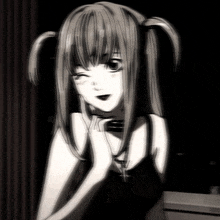 a girl with pigtails and a choker around her neck