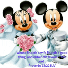 a picture of mickey mouse and minnie mouse with a quote from proverbs
