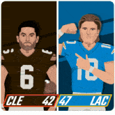 a drawing of two football players with the number 6 and 47 on their jerseys