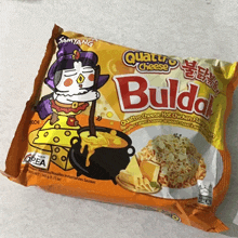 a package of quattro cheese hot chicken buldak noodles